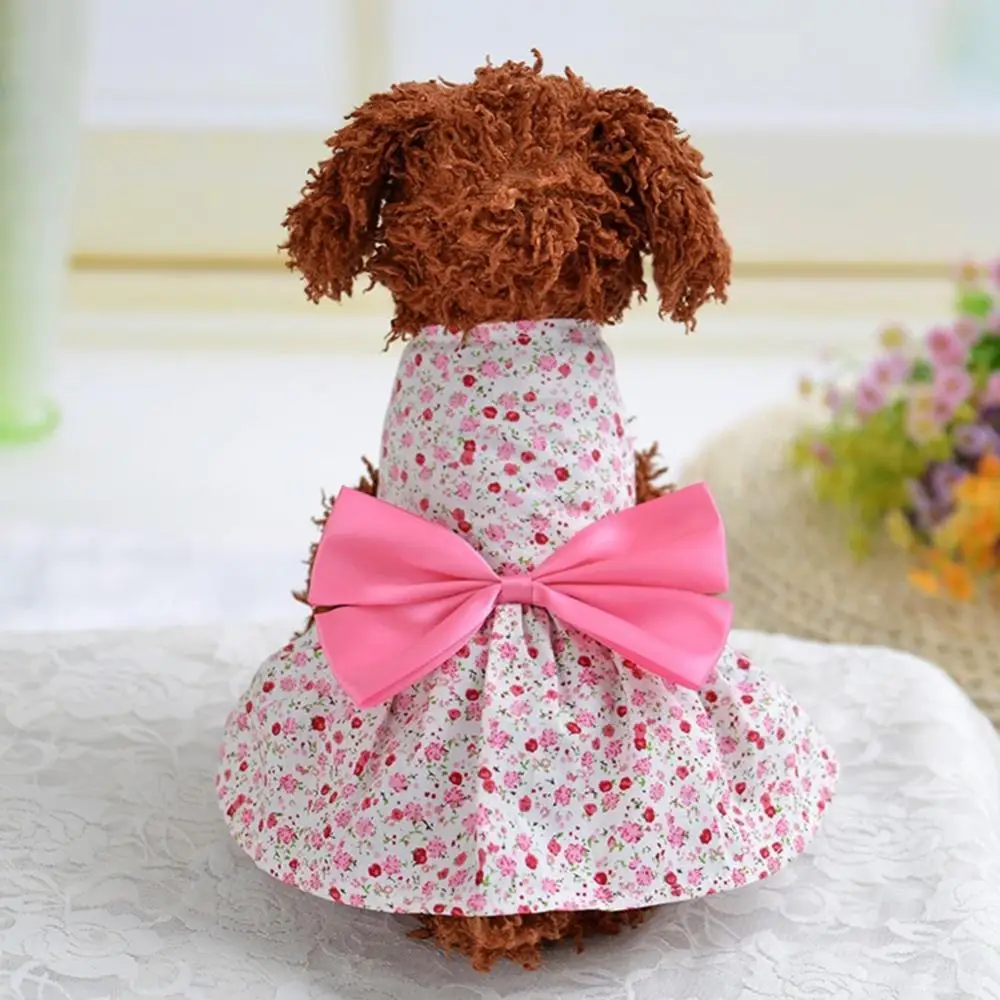 

Dog Cute Floral Bow Dresses Pet Dog Wedding Dress For Small Dogs Summer Chihuahua Pug Clothing Puppy Cat Supplies