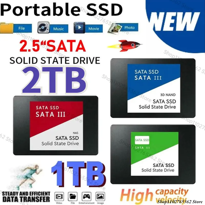 

Portable SSD 2.5Inch 512GB Sata III Hard Drive For Laptop Micco Computer Desktop 2TB Internal Solid State Hard Disk High Speed