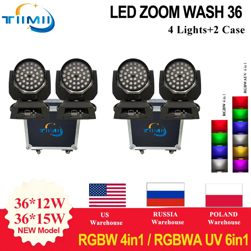 Blueshow Lyre Zoom Wash 36x18w RGBWAUV 6in1 Moving Head Light