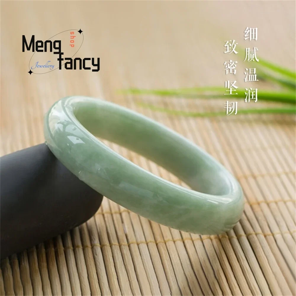 Натуральный жадеит светло-зеленый нефритовый браслет с плавающим цветком