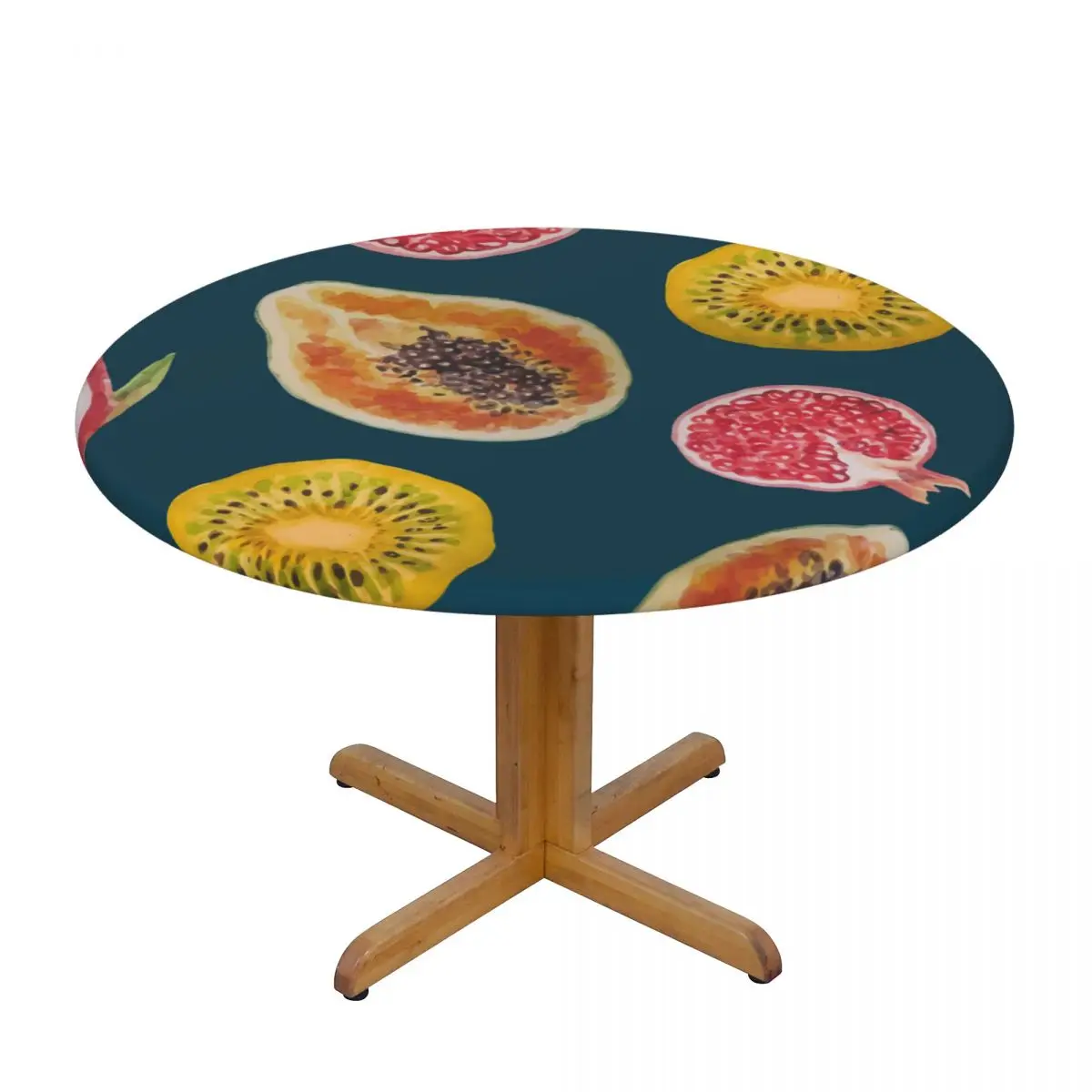 

1Pc Waterproof Tablecloths Round Elastic Tablecloth Summer Fruits Slices Table Cloth Cover Coffee Table Pad