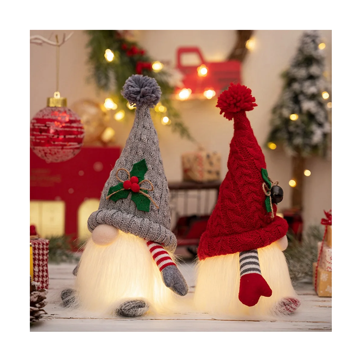 Рождественское украшение вязаная шапка с подсветкой кукла Рудольфа без лица