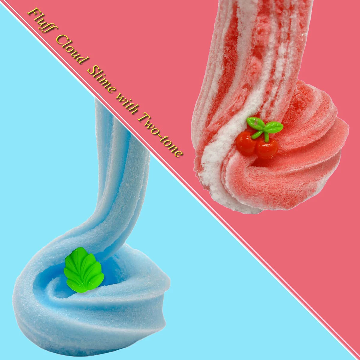 Cloud Slime С Зелеными Листьями И Вишней. Уникально Прикосновеющаяся Матовая Шелковая