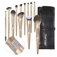 12pcsset diamond makeup brushes with bag professional soft fiber foundation eyeshadow powder cosmetic brush beauty tools kit