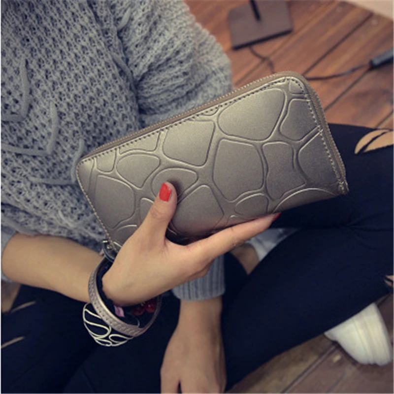 

Women Stone Print Wallet Women Retro Zipper Coin Purse for Women PU Leather Ladies Large Capacity Luxury Card Holder Clutch Bag