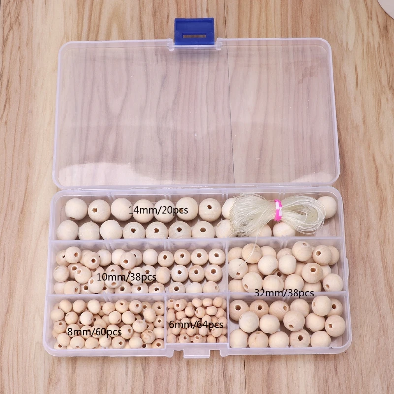 

220 for Raw Wood Beads for Craft Decoration Round Beads Garland Home Christmas Holiday Decor Jewelry Making and Diy Pain Y08E