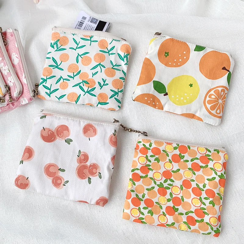 

Girls Cartoon Canvas Coin Purse Small Wallet Coin Card Storage Pouch Bag Lady Women Zipper Sanitary Napkin Bag Change Purse