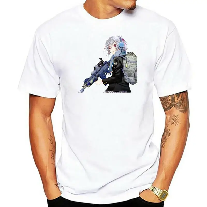 

Anime Girl Holding A Gun Unisex T Shirt Present Casual Tee Shirt