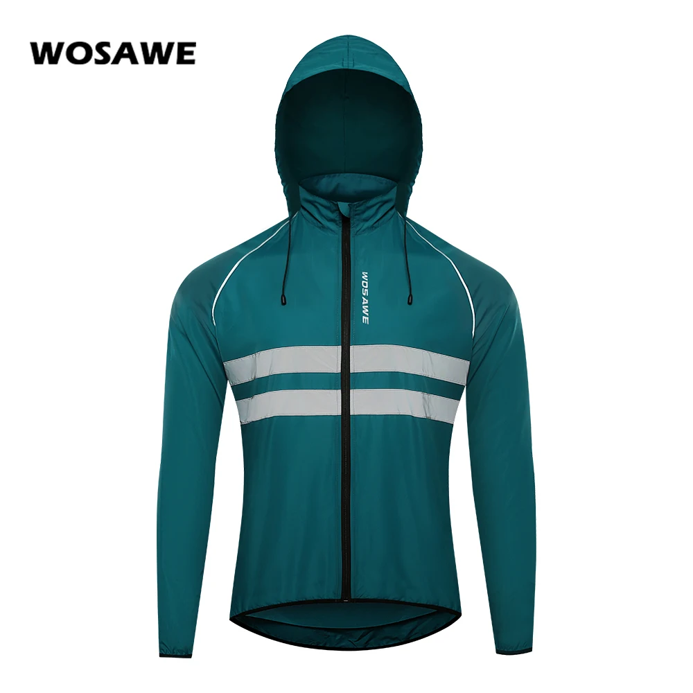 WOSAWE Hooded Sweater Cycling Jackets Caps Two Storage Pockets Water Repellent MTB Bike Downhill Women Men's Windbreakers