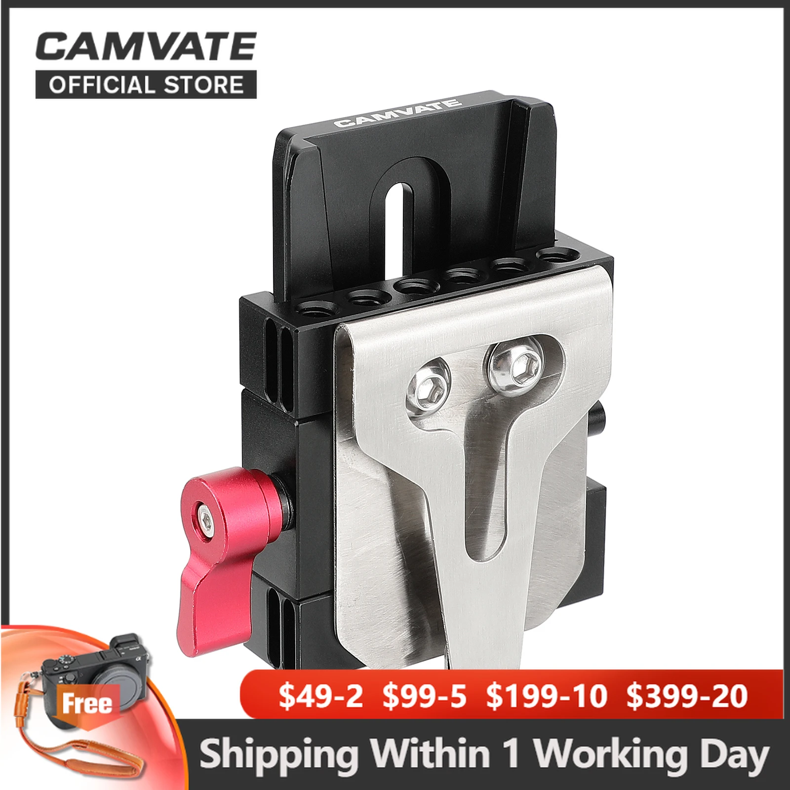 

CAMVATE Manfrotto Quick Release Clamp Base Camera Baseplate With Belt Clip Compatible With dslr Camera Tripod Shoulder Mount Kit