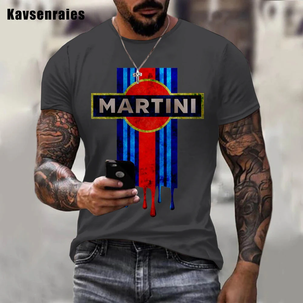 Hot Sale Women Men Summer Fashion 3D Martini Racing Printed T-shirt Breathable Soft O-Neck Short Sleeve T-shirt