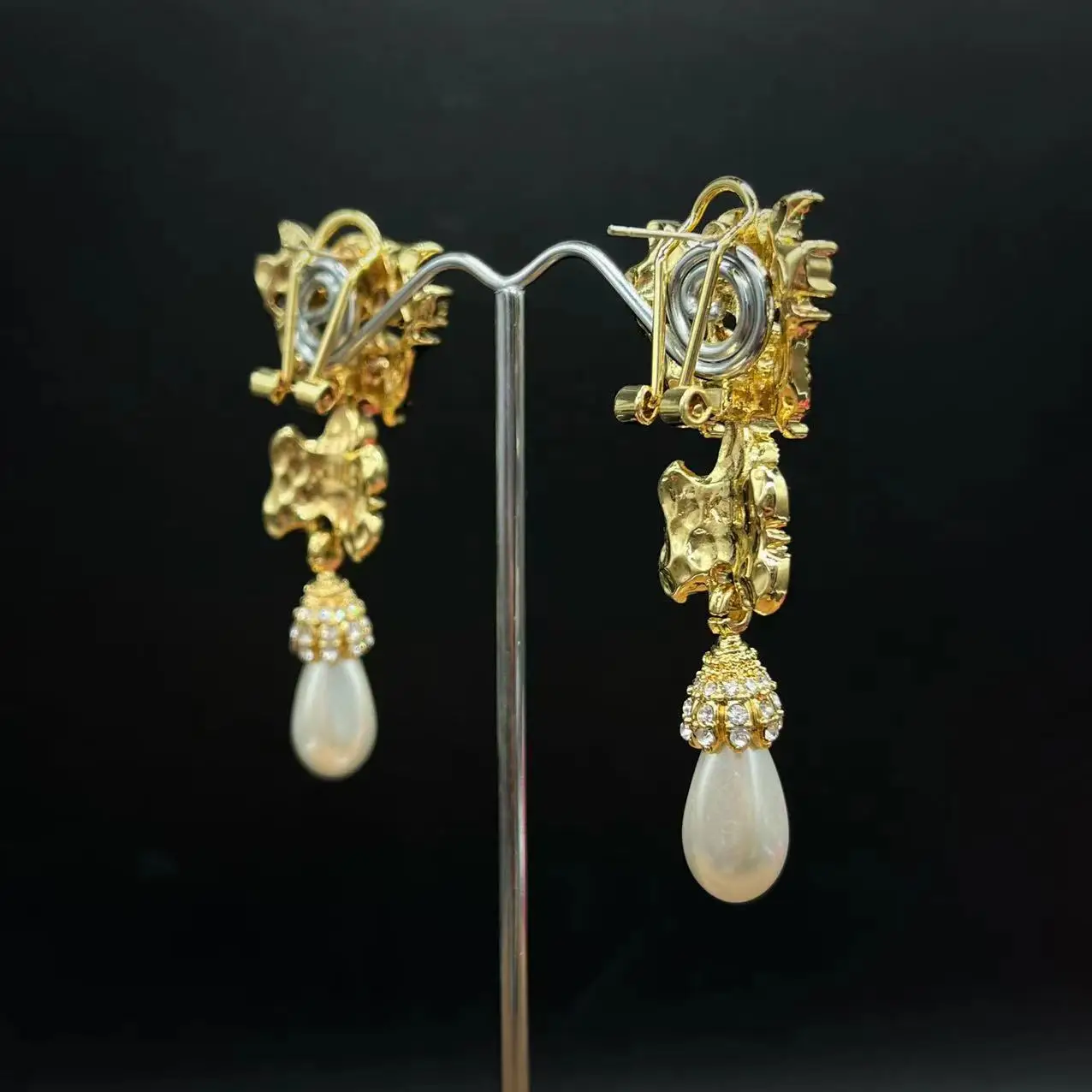 Винтажные жемчужные Подвесные серьги ожерелье позолоченные европейские