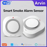 tuya wifi smoke detector sensor smart home security protection fire alarm sensor smart life app works with alexa google home