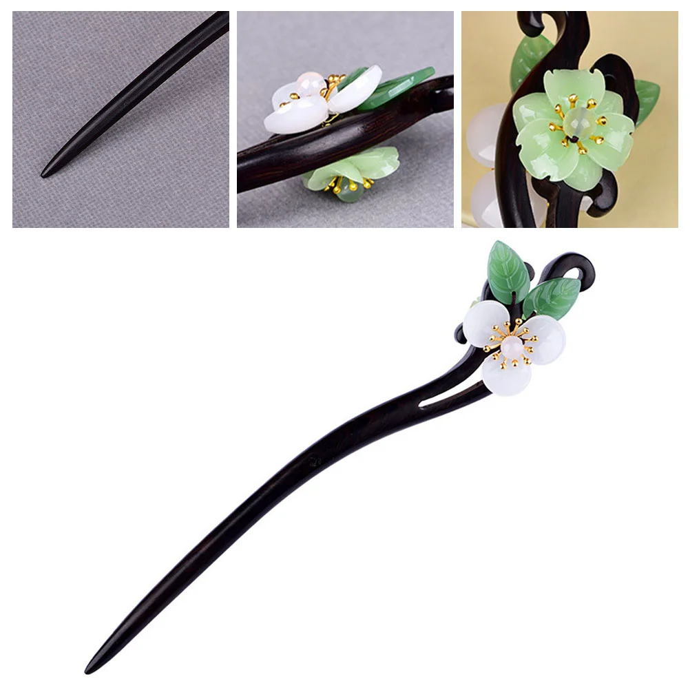 

Hand Decor Shawl Outdoor Accessory Handmade Hairpin Decorative Hanfu Ebony Bamboo Flower Shape Miss