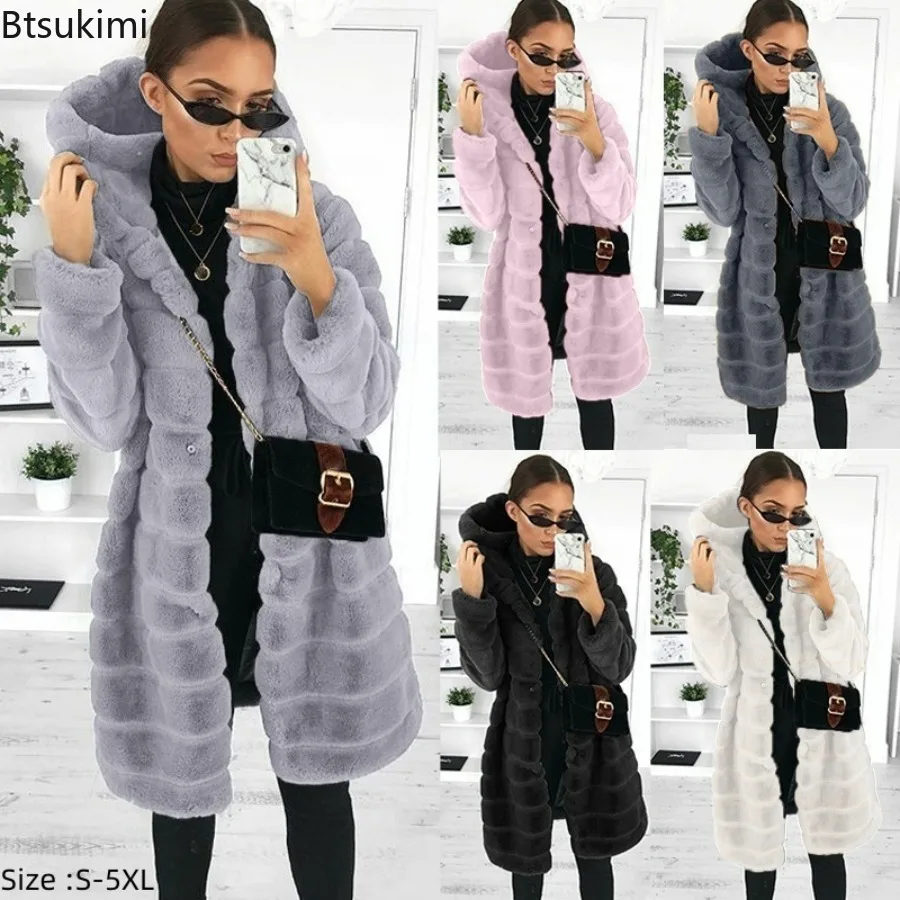 

New2023 женские зимние утепленные норковые пальто пушистое длинное пальто из искусственного меха куртка женская теплая куртка с капюшоном для дам пальто куртка