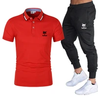 new 2022 summer men bobcat polos trouser sets high quality breathable polo shirt polyester short sleeve suit wear mens suit
