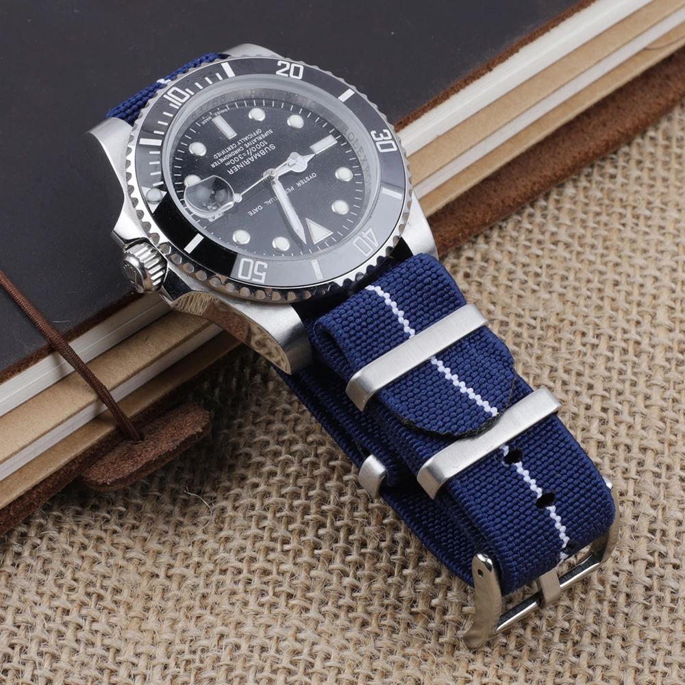 Trendy Brand Nylon Nato Strap Watch Elastic Belt French Troops Parachute Bag Watchband 18mm 20mm 22mm Military Wristwatch