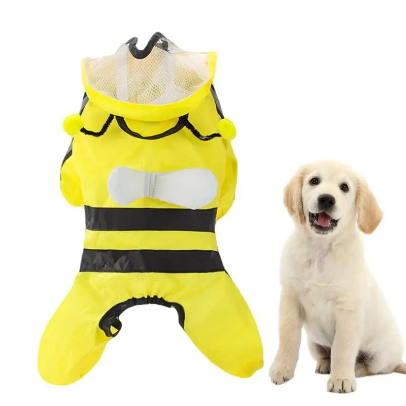 

Dog Rain Jacket Bee Shape Dogs Rain Coat Waterproof Cartoon Rain Jacket With Hood And Reflective Strips Machine Washable For