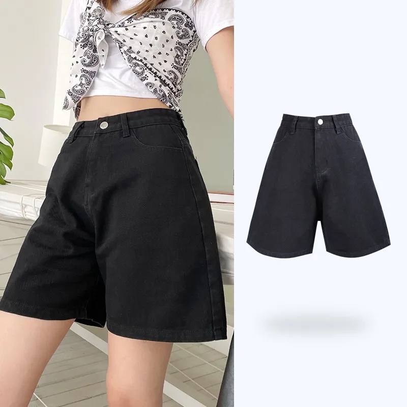 GUUZYUVIZ Summer Versatile Loose High Waist Denim Shorts Women Cotton