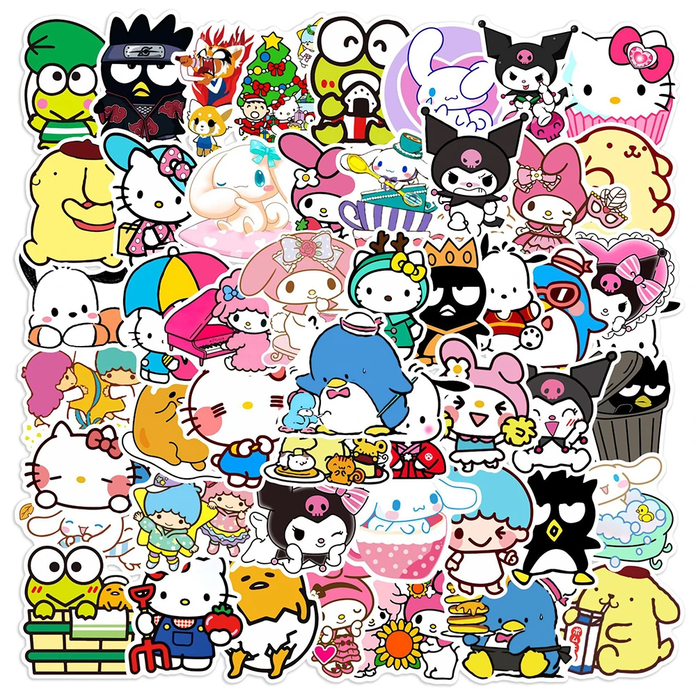 

10/30/50pcs Mix Cartoon Sanrio Stickers Cute Hello Kitty Kuromi My Melody Anime Sticker for Laptop Suitcase Phone Scrapbook Car