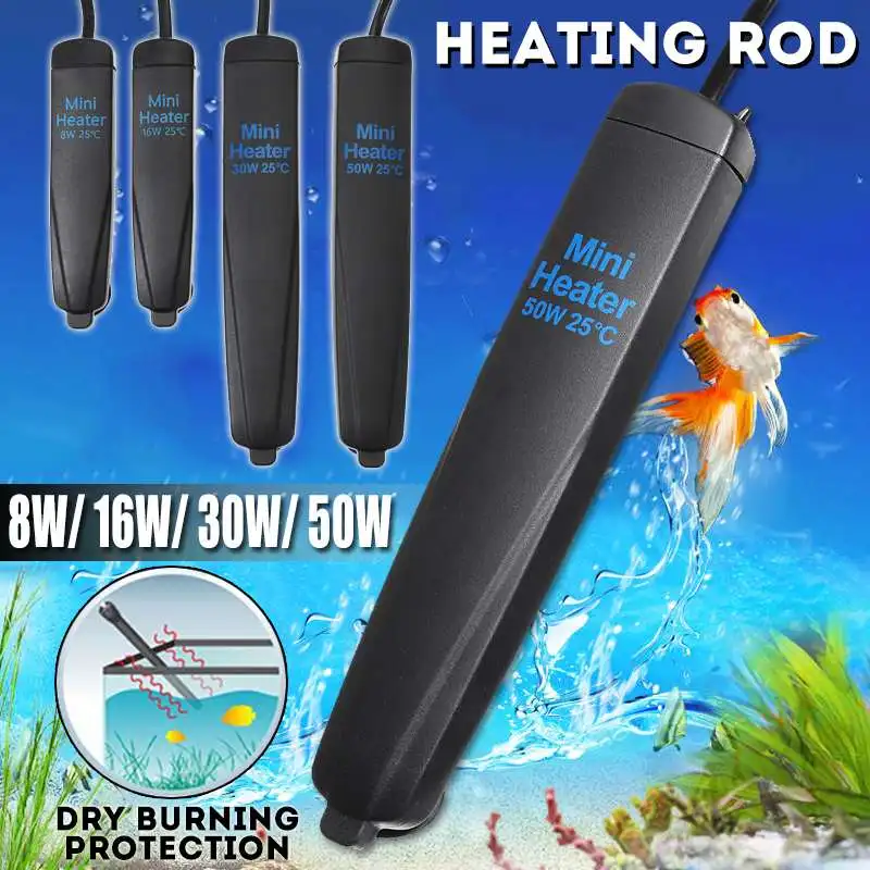 

NEW Mini Heater Aquarium Heating Rods Fish Tank Shatterproof Constant Temperature Warmer Tools Submersible Turtle Heating Device