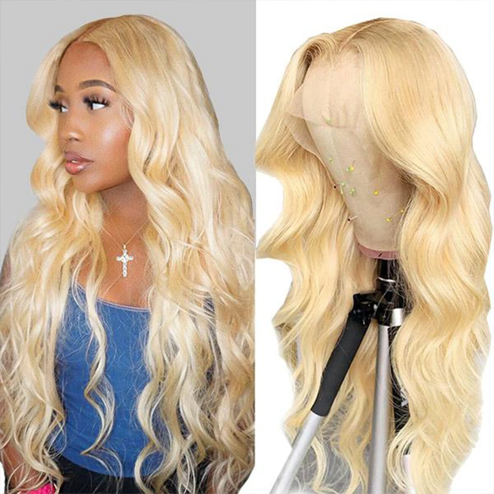 

613 Human Hair Blonde Wig Pre Plucked Body Wave Brazilian Remy 13x6 Lace Frontal Wigs Black Women 4x4 Closure Wig
