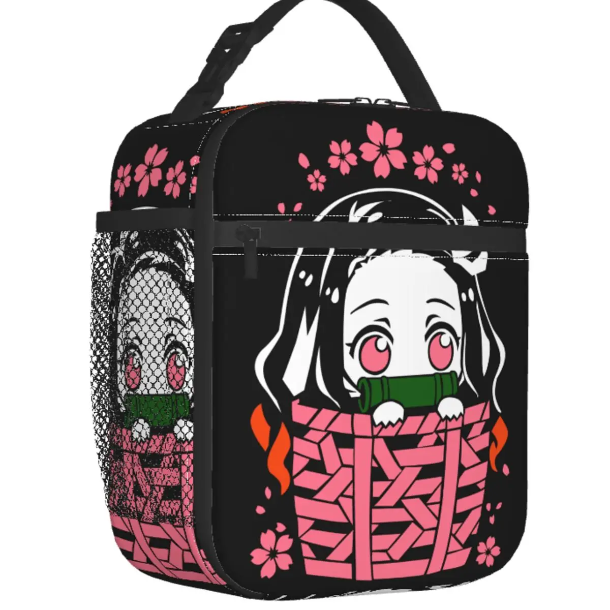 Kimetsu No Yaiba Nezuko Kamado Insulated Lunch Bags for School Office Demon Slayer Anime Manga Resuable Cooler Thermal Lunch Box