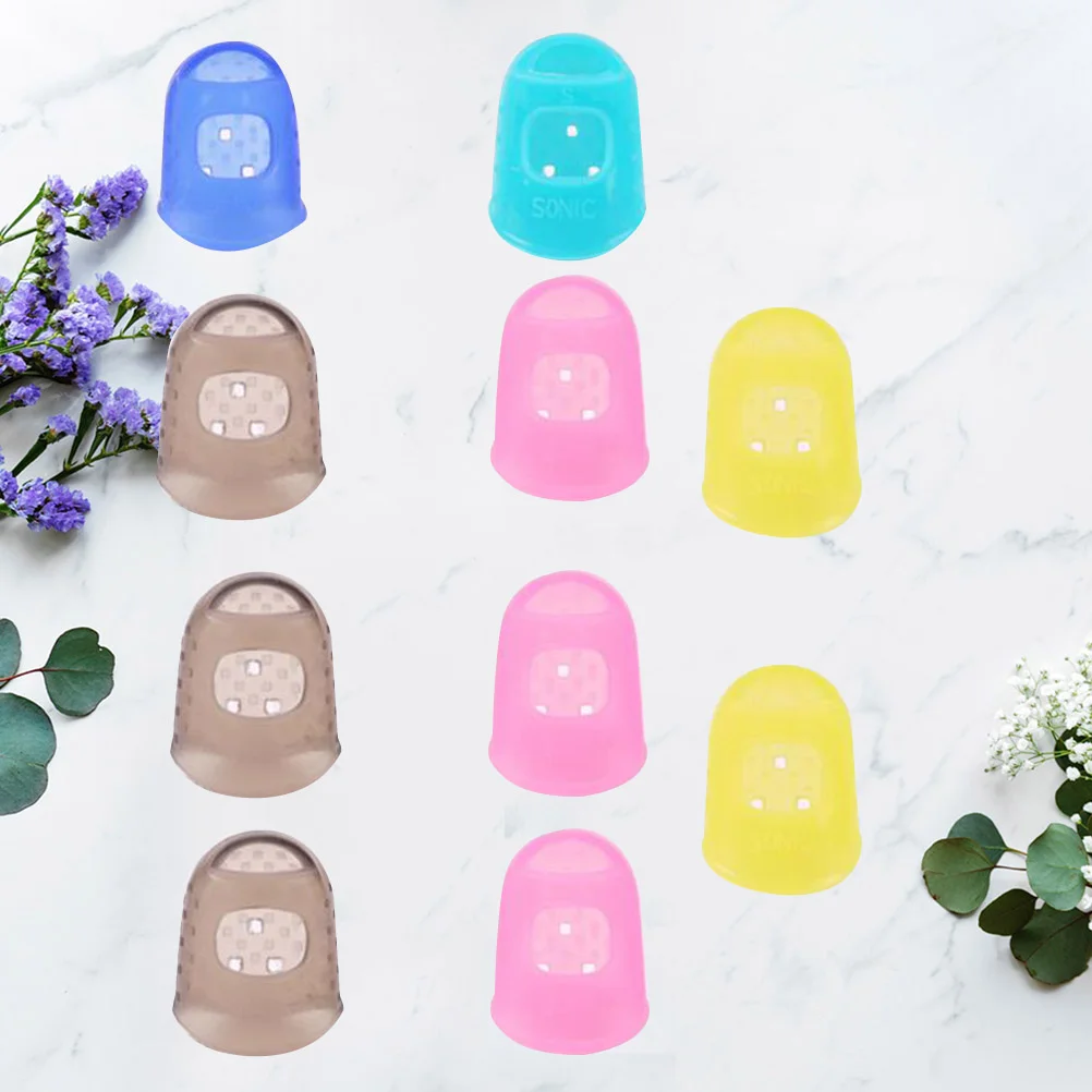 

10PCS Guitar Fingertip Protectors Silicone Finger Guards for Ukulele Beginner - Size M (Random Color)