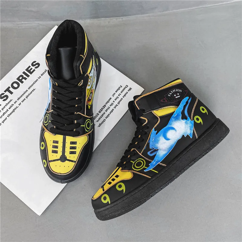 Fashion Cartoon Men's Anime Shoes Cosplay Shoes Street Hip hop Canvas Sneakers Men High top Platform Men's Skateboard Sneakers