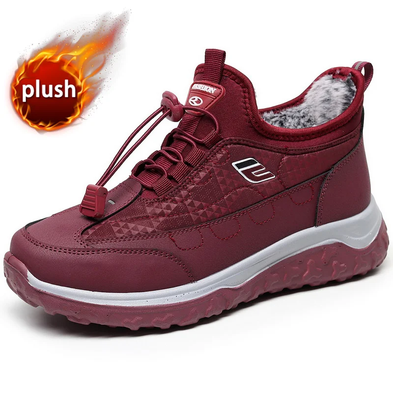 

Women Boots Anti-Skidding Leather Shoes Sneaker Women Popular Comfy Autumn winter Women Shoes Plush Snow Boots Durle Outse