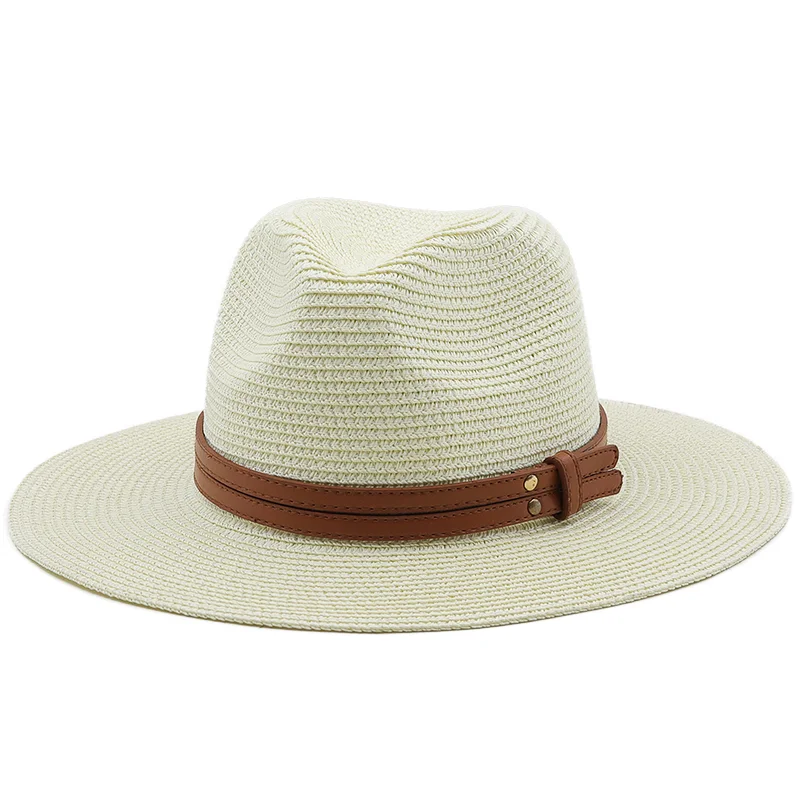 

Unisex Solid Color Fashion Panama Straw Beach Outing Hats With Big Brim Women‘s Sun Visor For Summer Suitable For Male Female