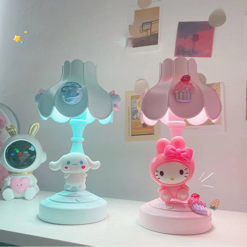 

Cinnamorroll My Melody Night светильник Kawaii Sanrio Декор для комнаты студенческое общежитие спальня ретро настольная лампа декоративные украшения
