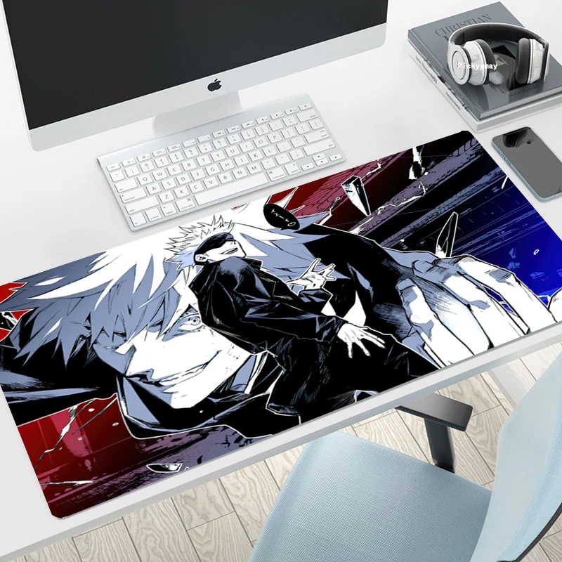 

Large Jujutsu Kaisen Gojo Satoru Gaming Mousepads 900x400mm Gamer Mats Non-slip Carpert Rubber Desk Pads Rubber Computer Mat