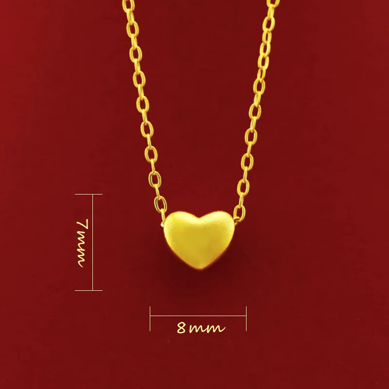 

Fashion Korean 18K Gold Necklace for Women Wedding Engagement Jewelry Matte Little Love Heart Pendant Necklace Chain Chocker