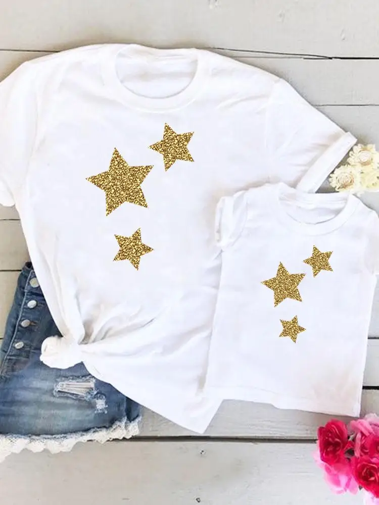 

Star Cartoon Trend Clothing Tee Family Matching Outfits Summer Women Kid Child Mom Mama Mother Tshirt Clothes Graphic T-shirt
