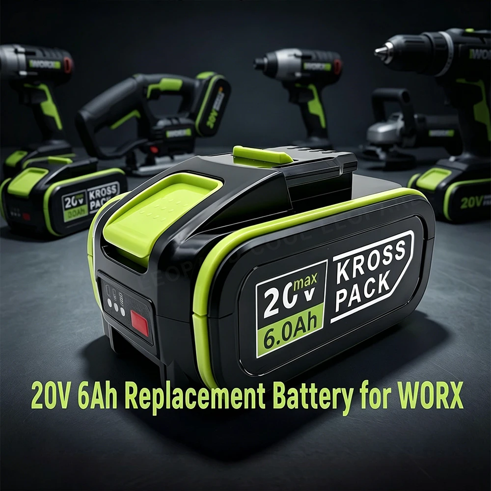 Фото Аккумулятор литиевый Worx 20V 5.0Ah/6.0Ah, совместимый с Kross Pack WA3551 WA3553 WX372 WX386 WX390 WX372 для беспроводных электроинструментов №3