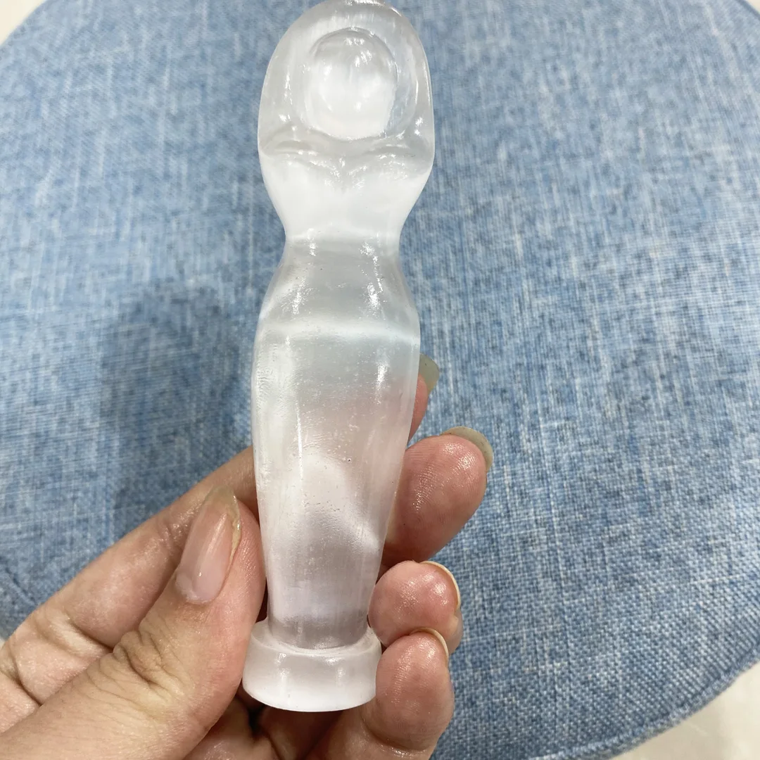 

1PC Natural Selenite Crystal Handmake Goddess Decor Quartz Woman Queen Craft Collectible Energy Figurine Gift