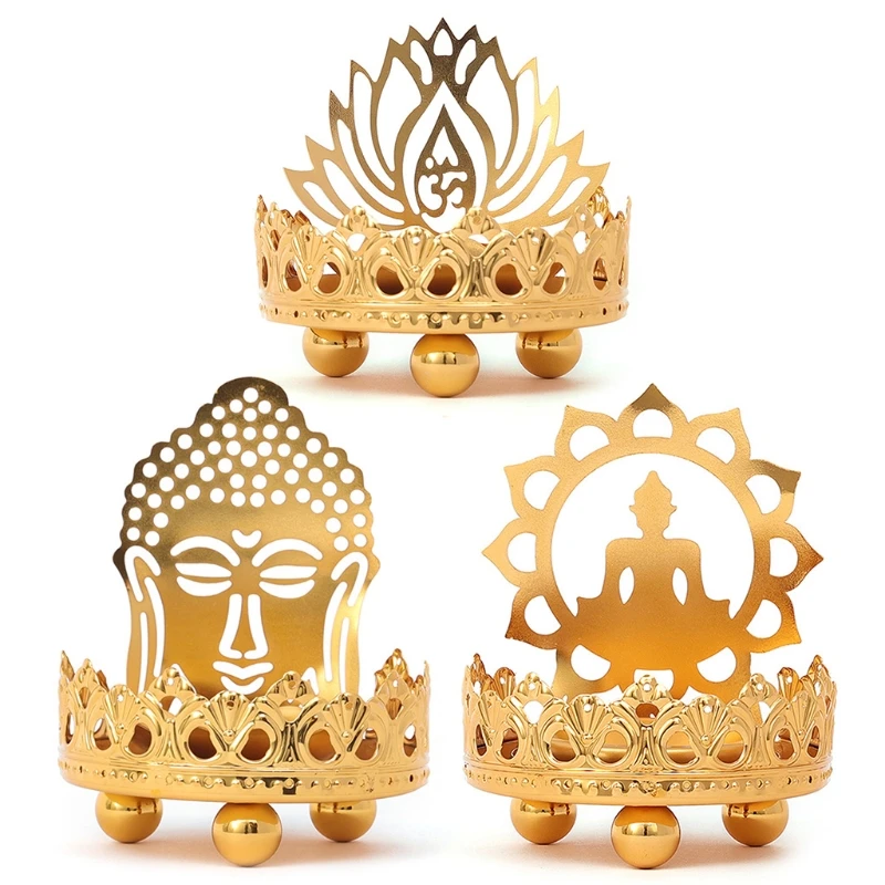 

2022 New Vintage Alloy Buddhist Candle Holder Lotus Sitting Lamp Holder Ornament for Home Bedroom Yoga Room Decoration