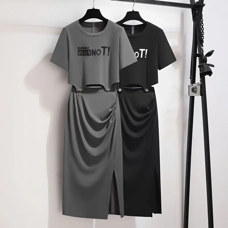 

Women's Clothing Summer Outfits 2023 New Arrival Korean Loose Personalized Top Versatile Fashion Half Skirt Two Piece Set