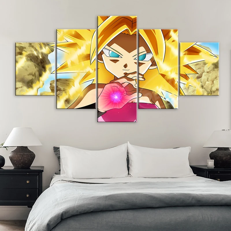 

Female Saiyans Modular Picture 5 Pieces Dragon Ball Karifura Canvas Painting Home Decor Classic Anime Character Hd Prints Framed
