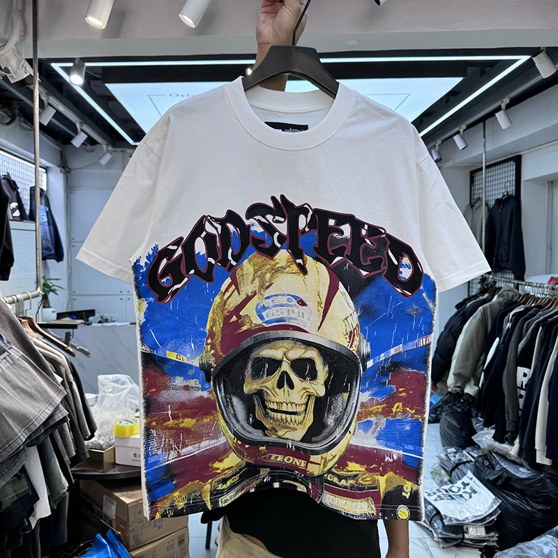 Футболка Water Washed GOD SPEED Racer Goldie летние мужские и женские топы высокого качества в