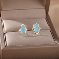 turkish hand hamsa stud earrings for women stainless steel rhinestone small earrings ear minimalist jewelry lucky gift