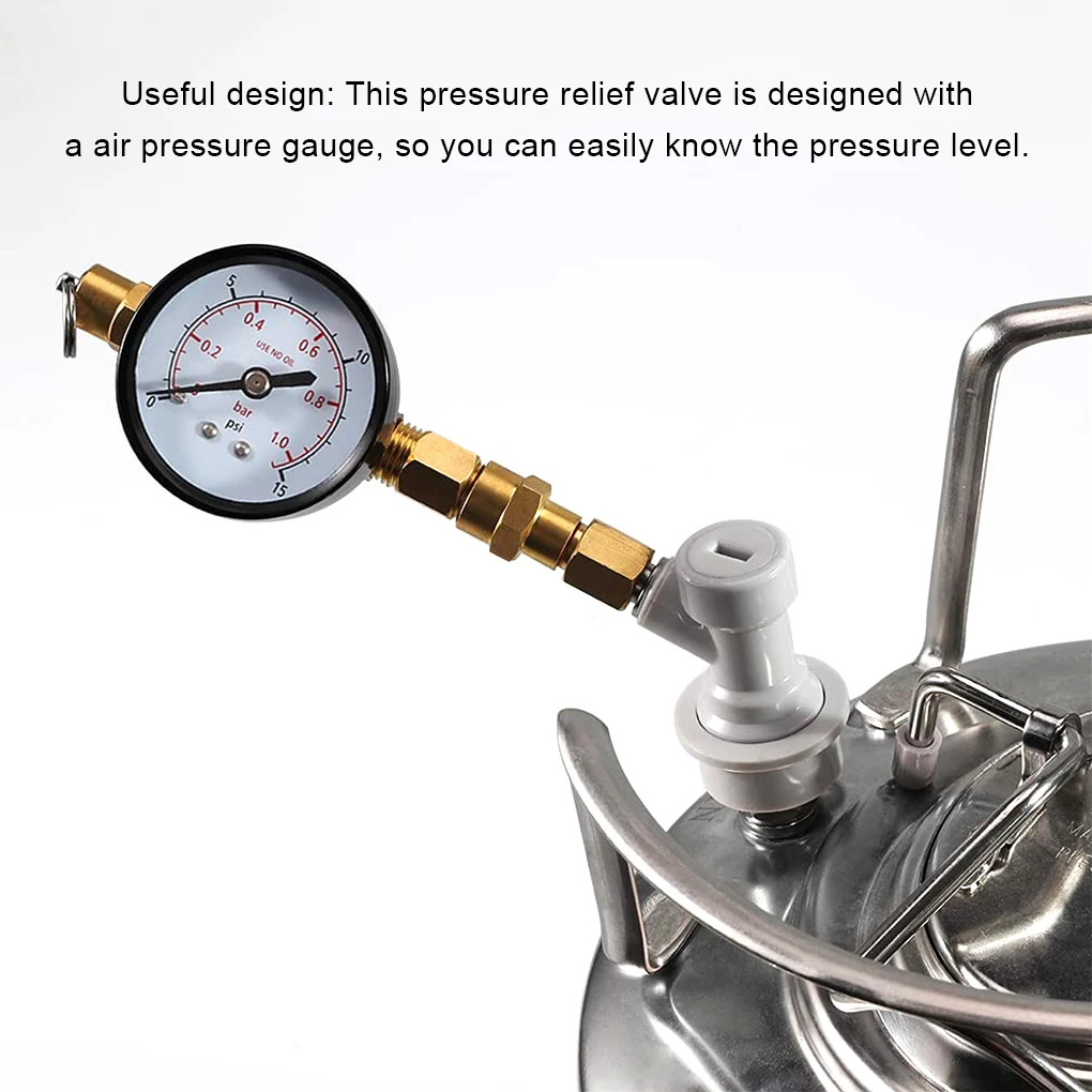 

0-15PSI Ball Lock Valve Pressure Relief Valves with Gauge Accessory