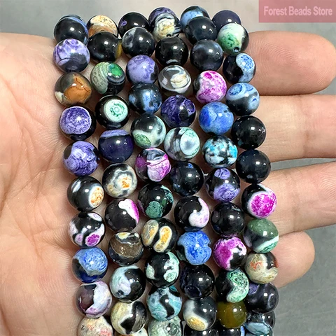 Круглые бусины из морозного треснувшего огненного агата JIOWEF 6/8/10 мм