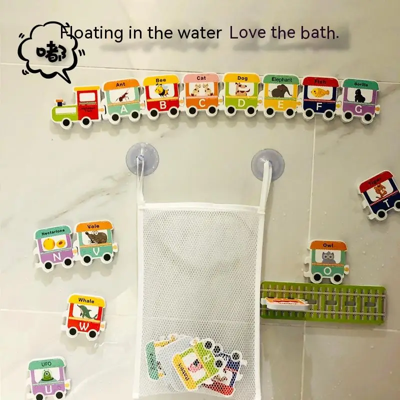 

Alphabet Train Letters Small Train New Floating Baby Puzzle Bath Toys Sticky Water Can Be Attached To The Wall