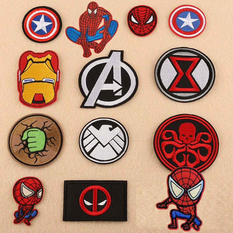

Disney Marvel Iron man spiderman hulk captain America patches anime cartoon clothes patches Garment stickers embroidery cloth