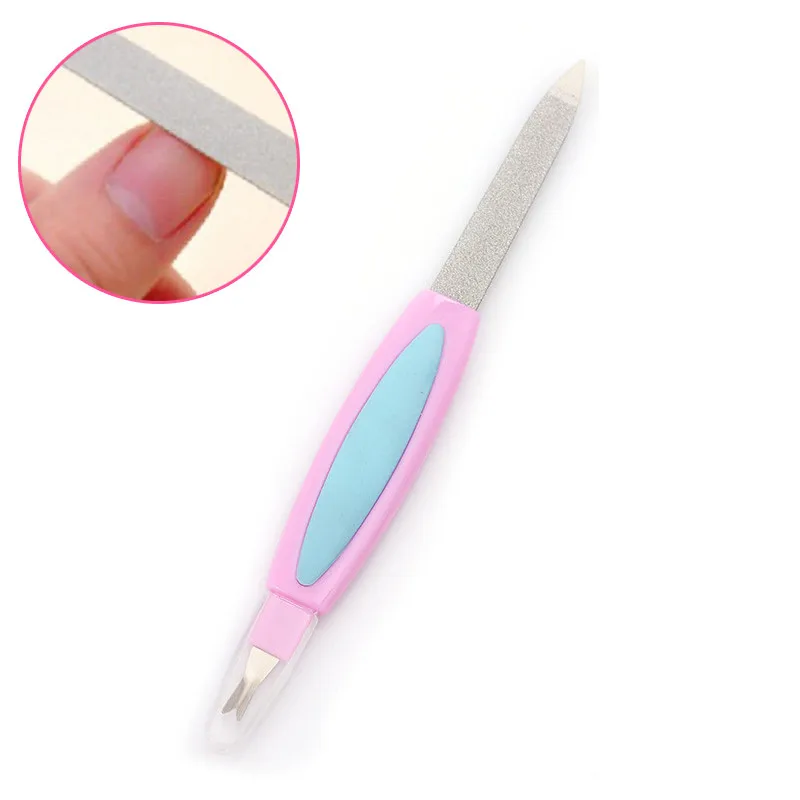 

Multi-functional Nail File Buffer Double Side Grinding Rod Stainless Steel Manicure Pedicure Scrub Nails Art Cuticle Pusher Tool
