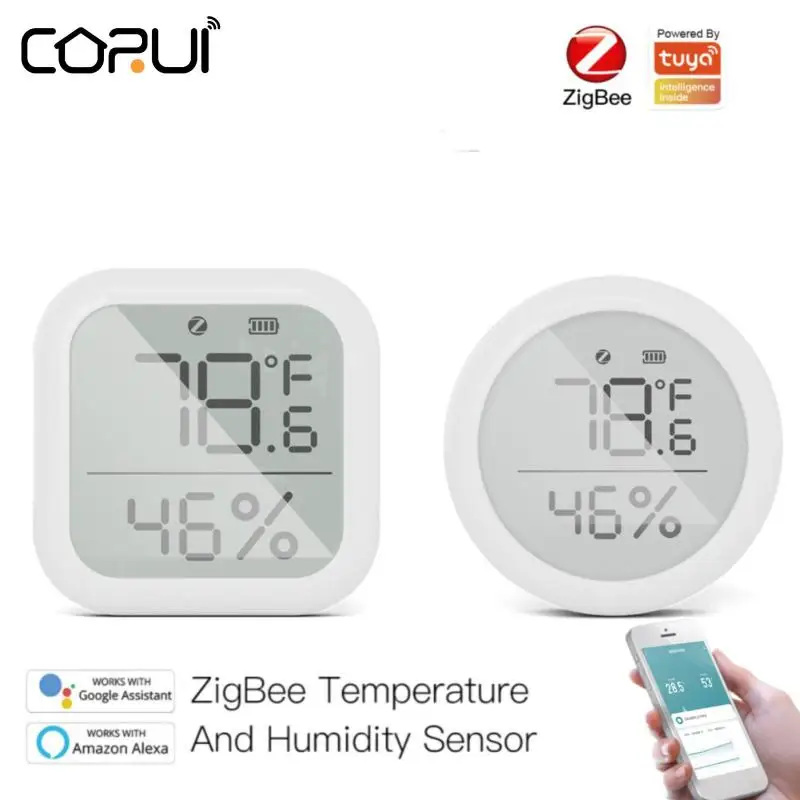 

CoRui ZigBee Temperature&Humidity Sensor Smart Life Indoor Hygrometer With LCD Display Remote Control Works With Tuya Smart Home