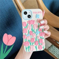 new south korea pop cute floral phone case for iphone 13 12 pro xs max xr x se 2022 7 8 plus i11 soft silicone flower cover girl