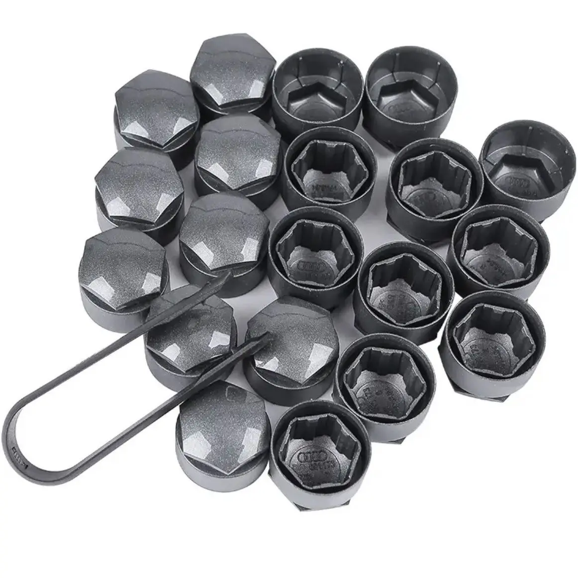 

20 шт., гайки для колес автомобиля, крышки, болты, инструмент для снятия колпачков для Audi A4 A6 A7 A8 R8 Q2 Q3 Q5 Q7, аксессуары для защиты болтов авто ступицы